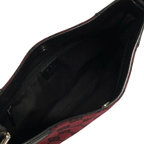 GUCCI GG Red Black Jacquard Leather Shoulder Bag 492-062825 - Picture 12 of 14